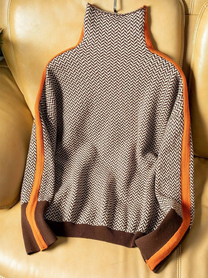 Pull à col montant Amara | avec détails de manches contrastés et coupe décontractée