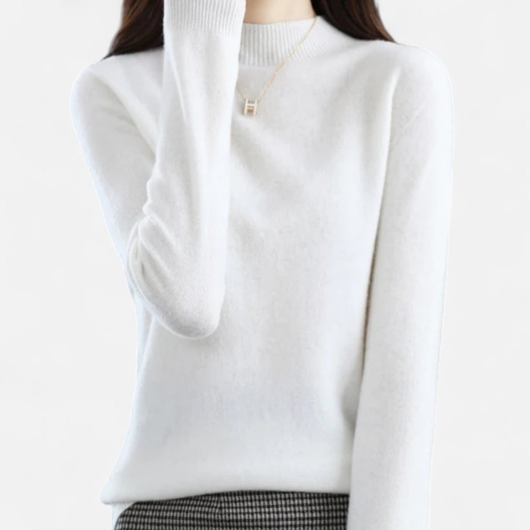 Lumina | Refined Pure Wool Half Neck Sweater with Ribbed Trim