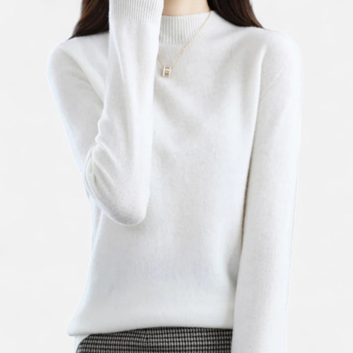 Lumina | Refined Pure Wool Half Neck Sweater with Ribbed Trim