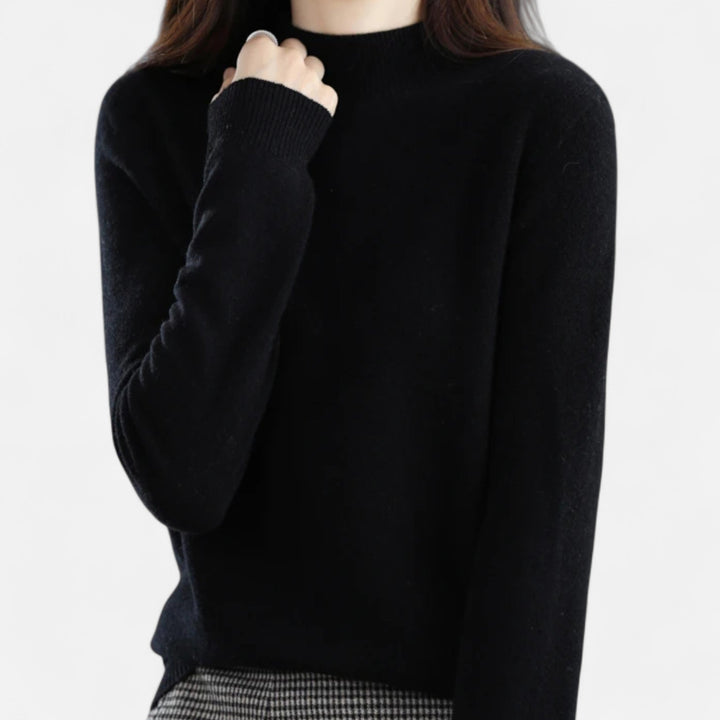 Lumina | Refined Pure Wool Half Neck Sweater with Ribbed Trim