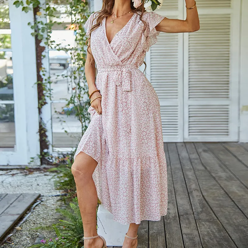 Zoe™ - Robe d'été portefeuille confortable à ceinture florale