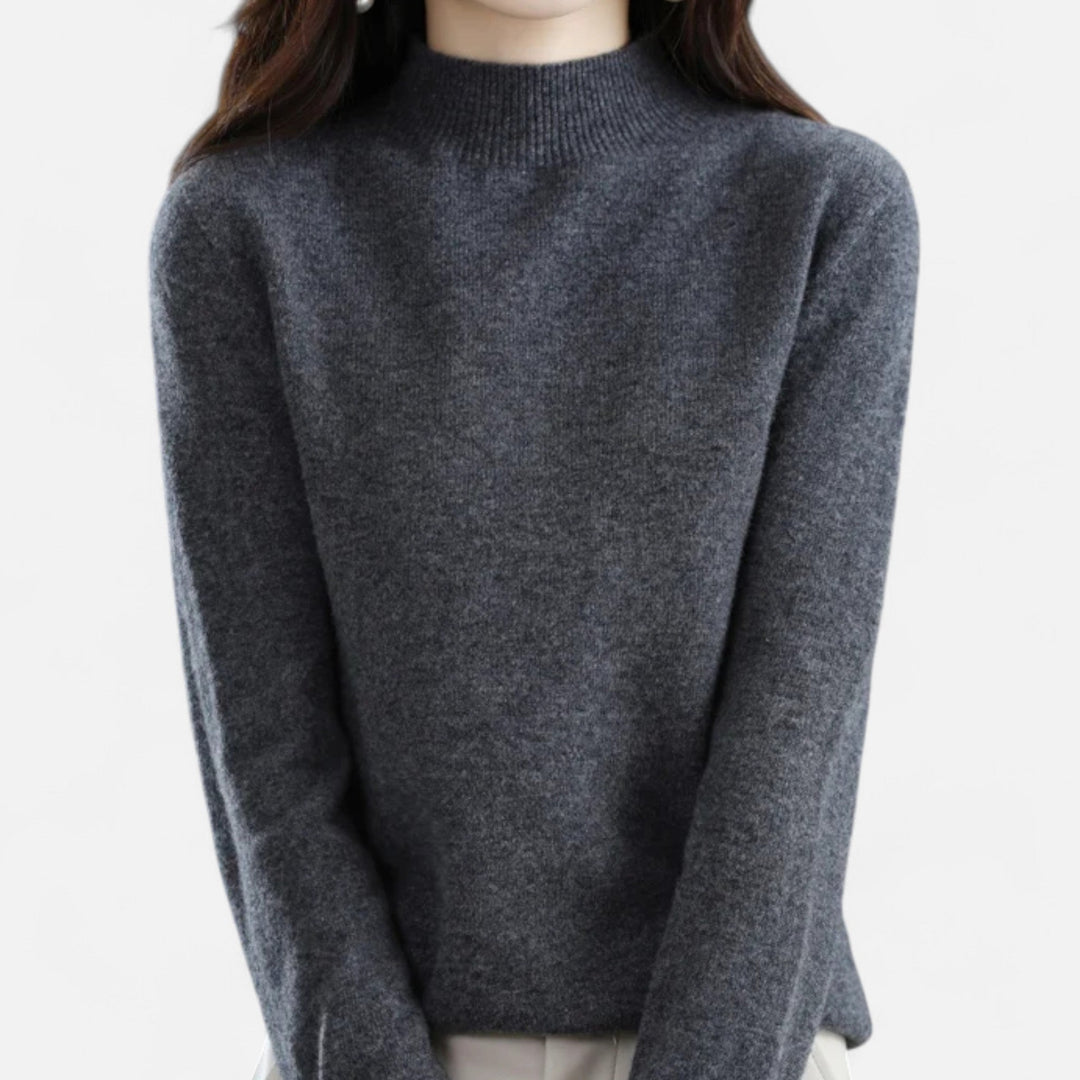 Lumina | Refined Pure Wool Half Neck Sweater with Ribbed Trim