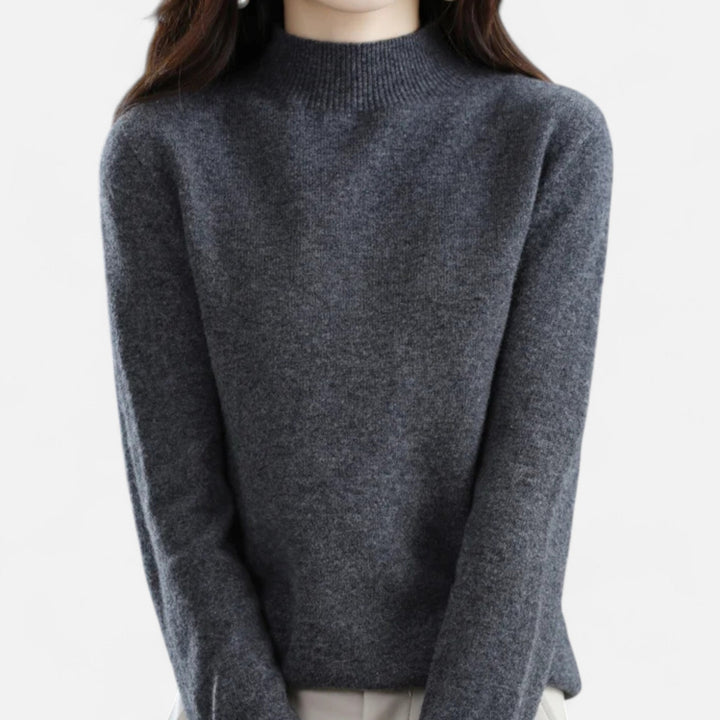 Lumina | Refined Pure Wool Half Neck Sweater with Ribbed Trim