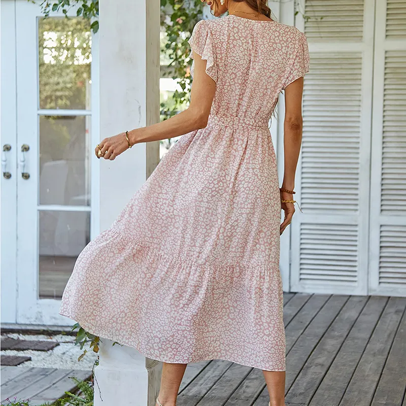Zoe™ - Robe d'été portefeuille confortable à ceinture florale