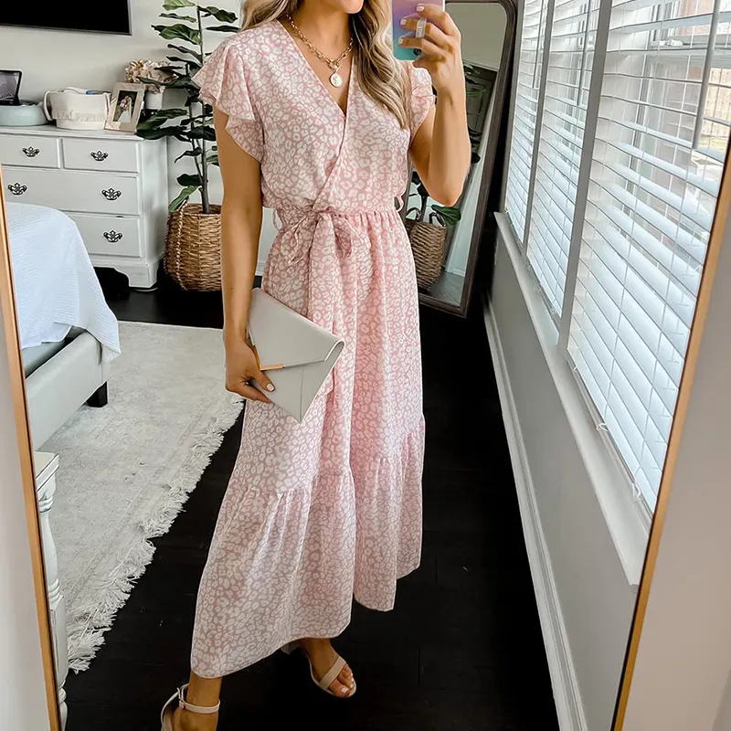 Zoe™ - Robe d'été portefeuille confortable à ceinture florale