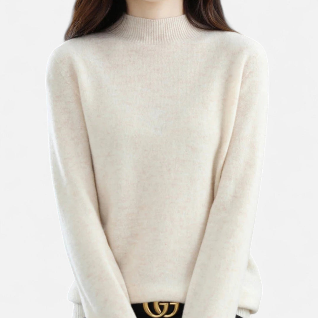 Lumina | Refined Pure Wool Half Neck Sweater with Ribbed Trim