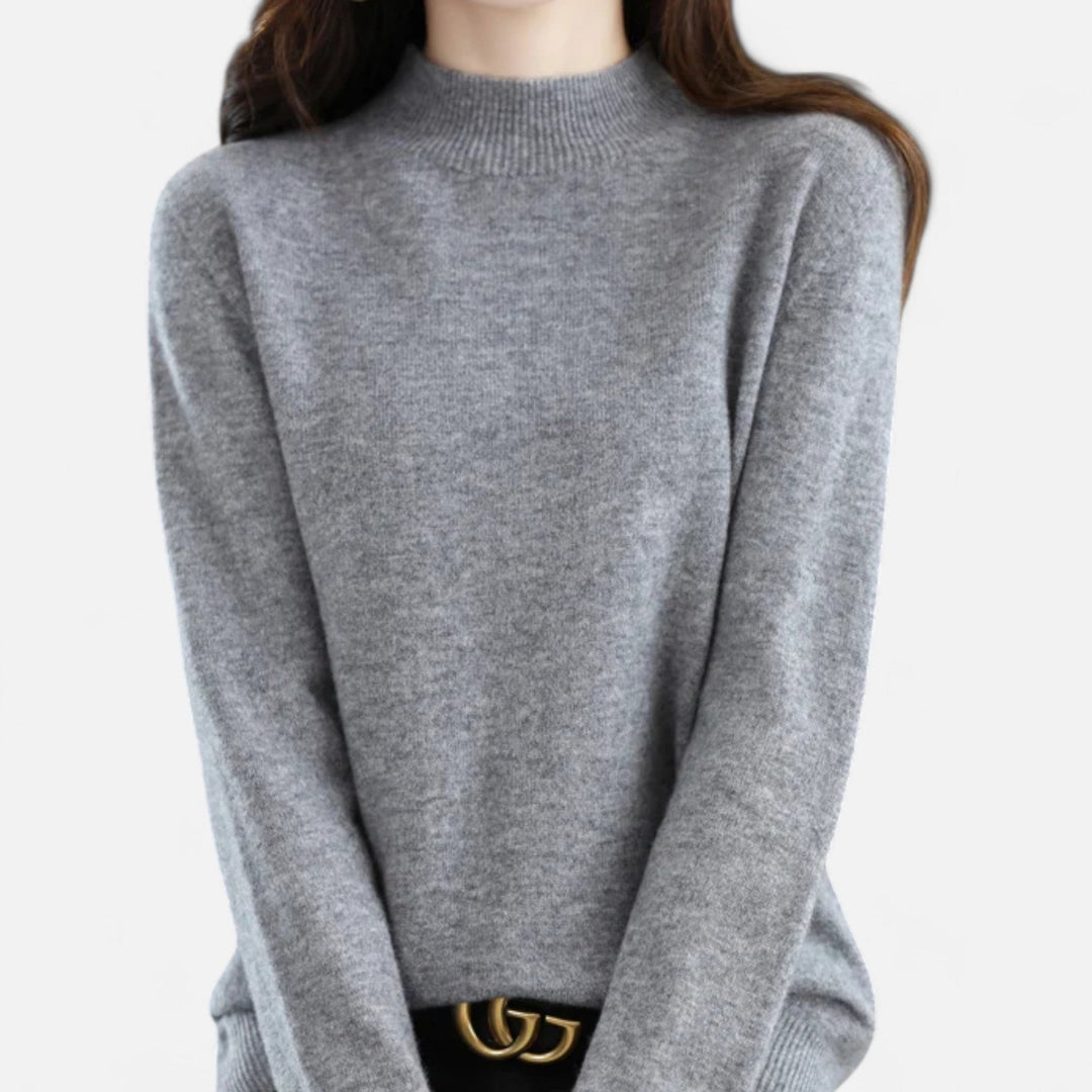 Lumina | Refined Pure Wool Half Neck Sweater with Ribbed Trim