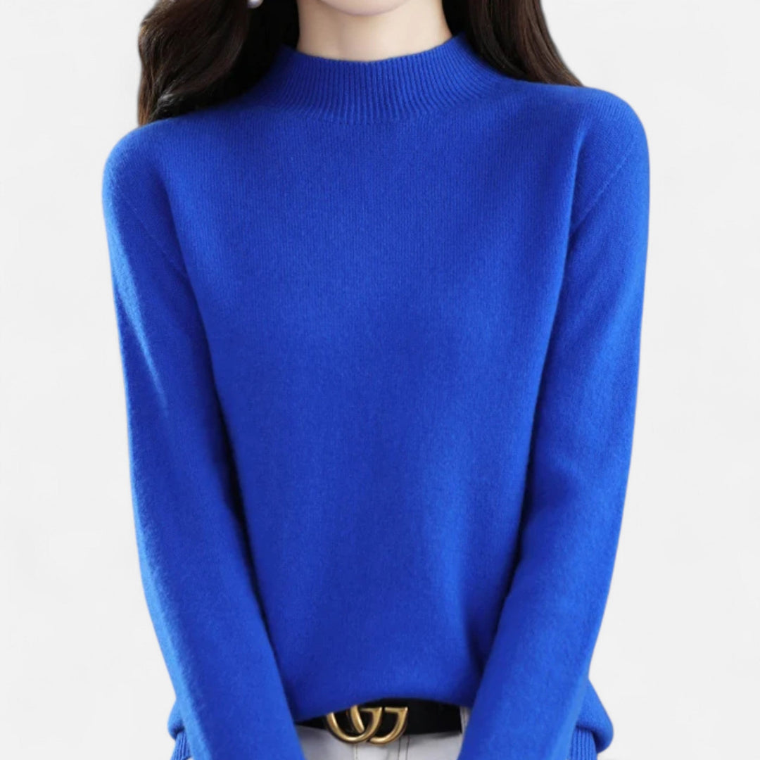 Lumina | Refined Pure Wool Half Neck Sweater with Ribbed Trim
