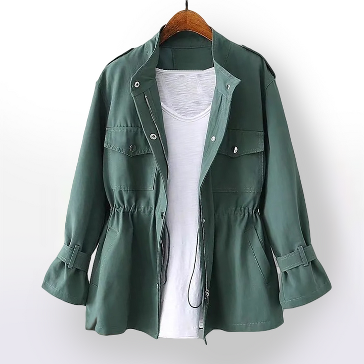 Women's Casual Lightweight Trenchcoat Zip Utility Outerwear