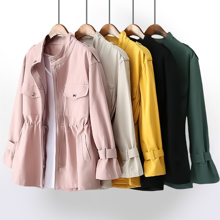 Women's Casual Lightweight Trenchcoat Zip Utility Outerwear