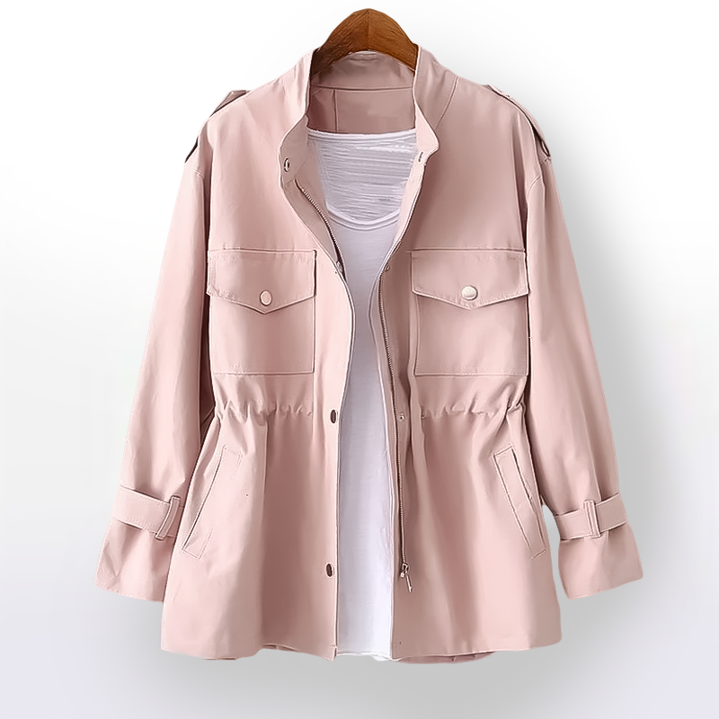 Women's Casual Lightweight Trenchcoat Zip Utility Outerwear