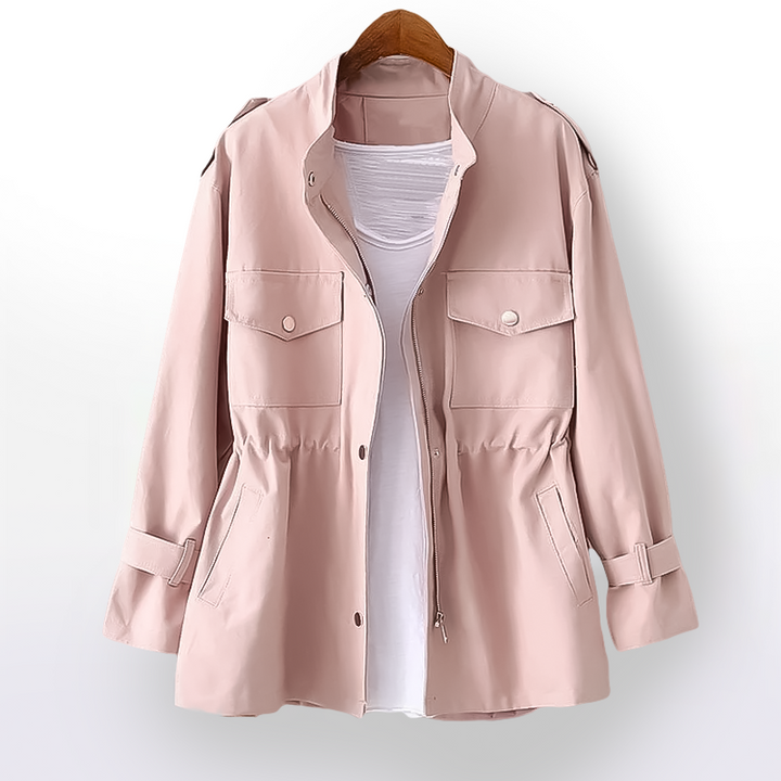 Women's Casual Lightweight Trenchcoat Zip Utility Outerwear