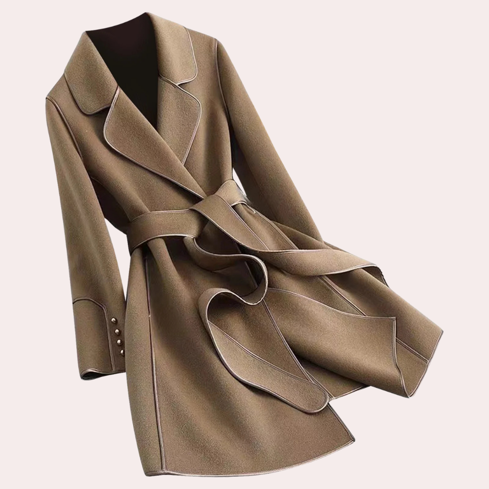 Women's Belted Jacket Polyester Layered Fit Formal to Casual Wear