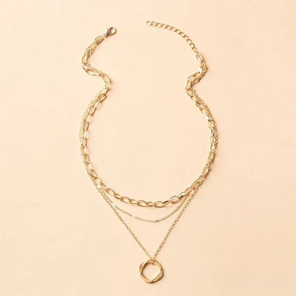 Collier rétro doré superposé