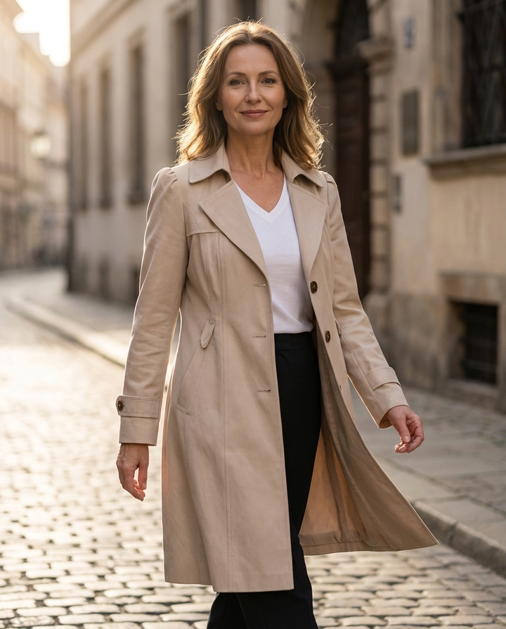 Women's Long Trenchcoat Button Front Tailored Outerwear