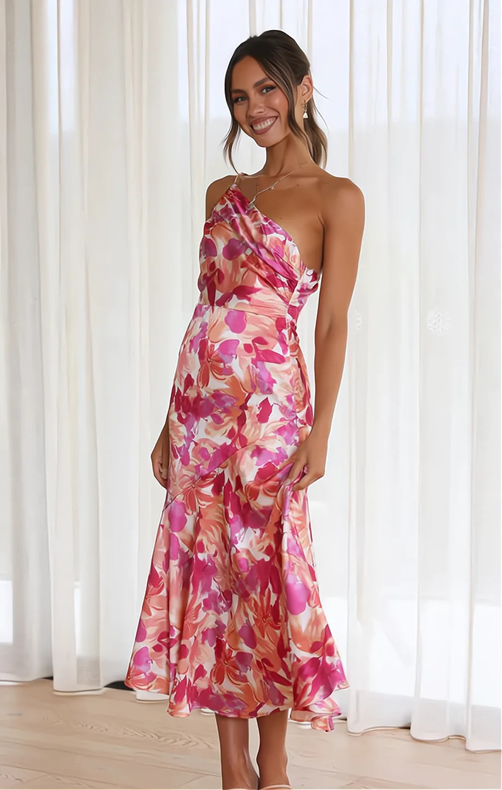 Diane | Robe en satin à motif floral