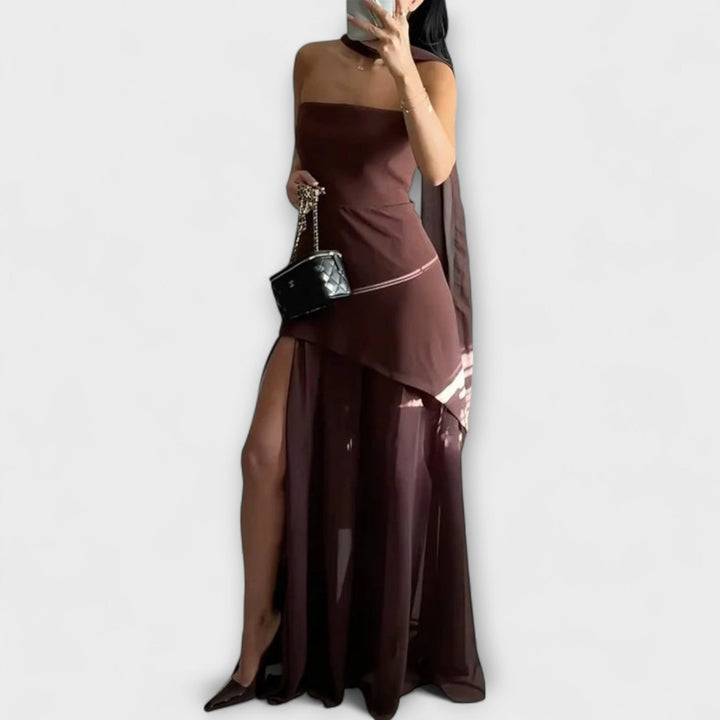 Goldie - Robe longue en chiffon