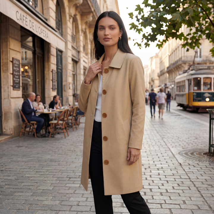 Cordelia | Elegant Women's Midi Trench Coat with Flattering Silhouette and Modern Cut