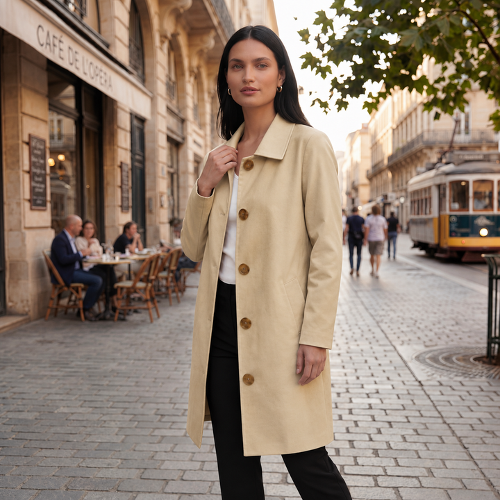 Cordelia | Élégant trench-coat midi pour femme, à la silhouette flatteuse et à la coupe moderne