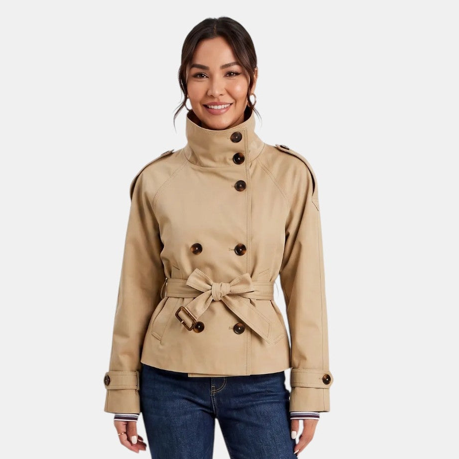 Seraphina | Elegant Women's Trench Coat with Adjustable Belt and Short Cut