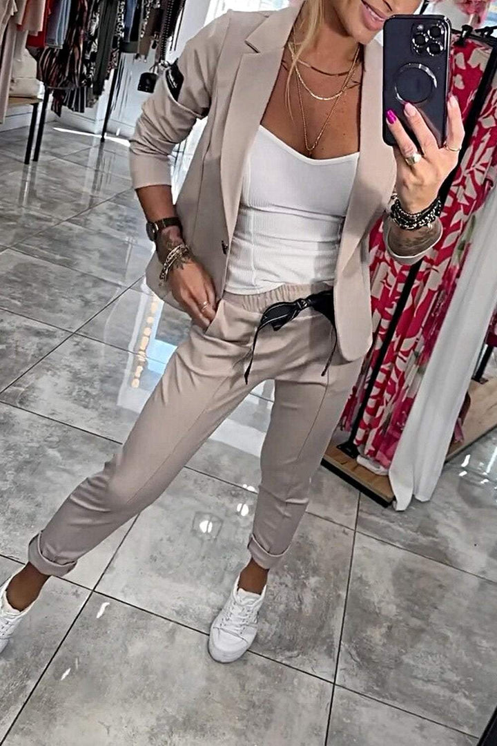 Fenna™ | Ensemble Deux-Pièces Couleur Unie Décontracté pour Femme