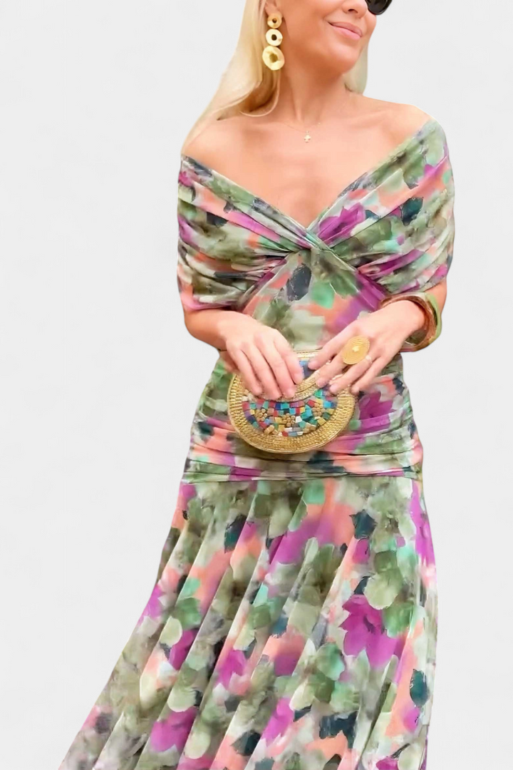 Alondra™ Robe longue fleurie avec col en V