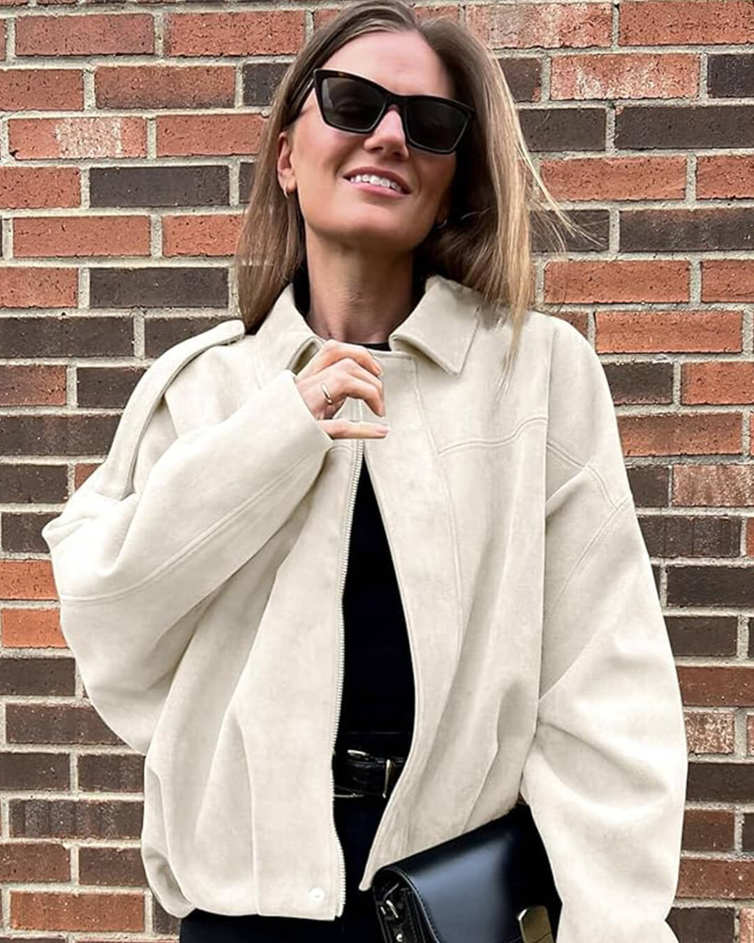 Beatrix | Refined Women's Bomber Jacket with Structured Collar and Faux Suede Fabric