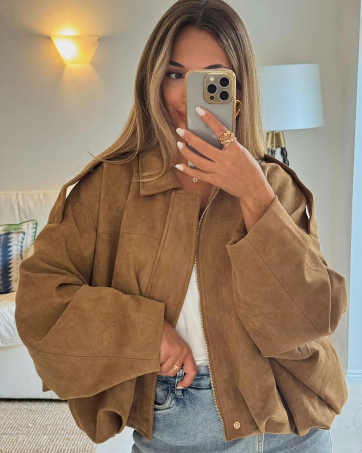 Beatrix | Refined Women's Bomber Jacket with Structured Collar and Faux Suede Fabric