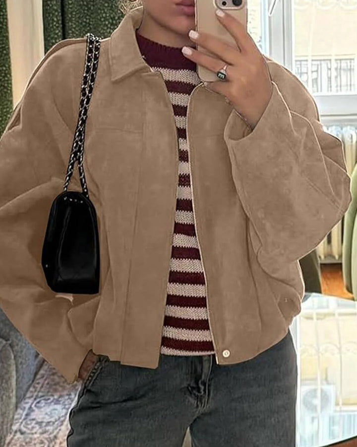 Beatrix | Refined Women's Bomber Jacket with Structured Collar and Faux Suede Fabric