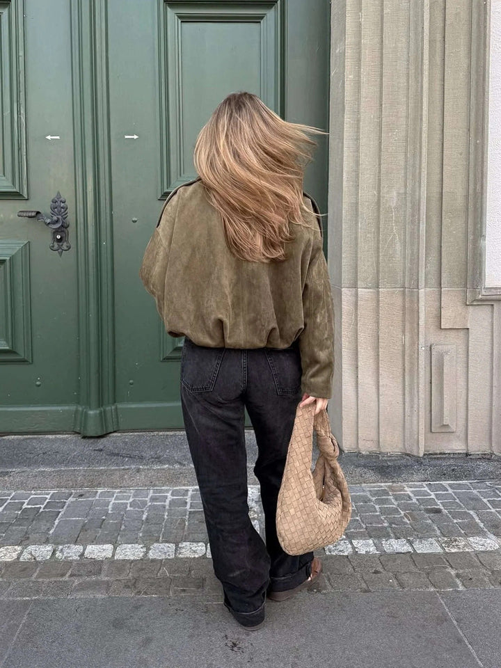 Beatrix | Refined Women's Bomber Jacket with Structured Collar and Faux Suede Fabric