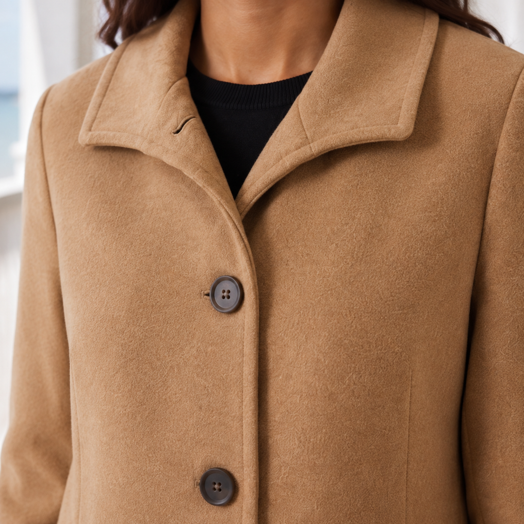 Raelynn | Manteau en laine ajusté pour femme avec col à revers et fermeture à boutonnage simple