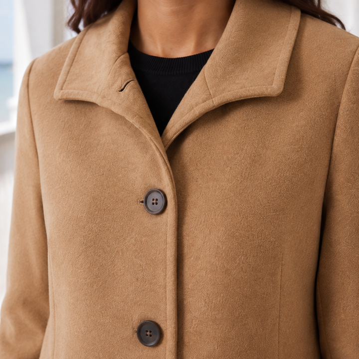Raelynn | Manteau en laine ajusté pour femme avec col à revers et fermeture à boutonnage simple