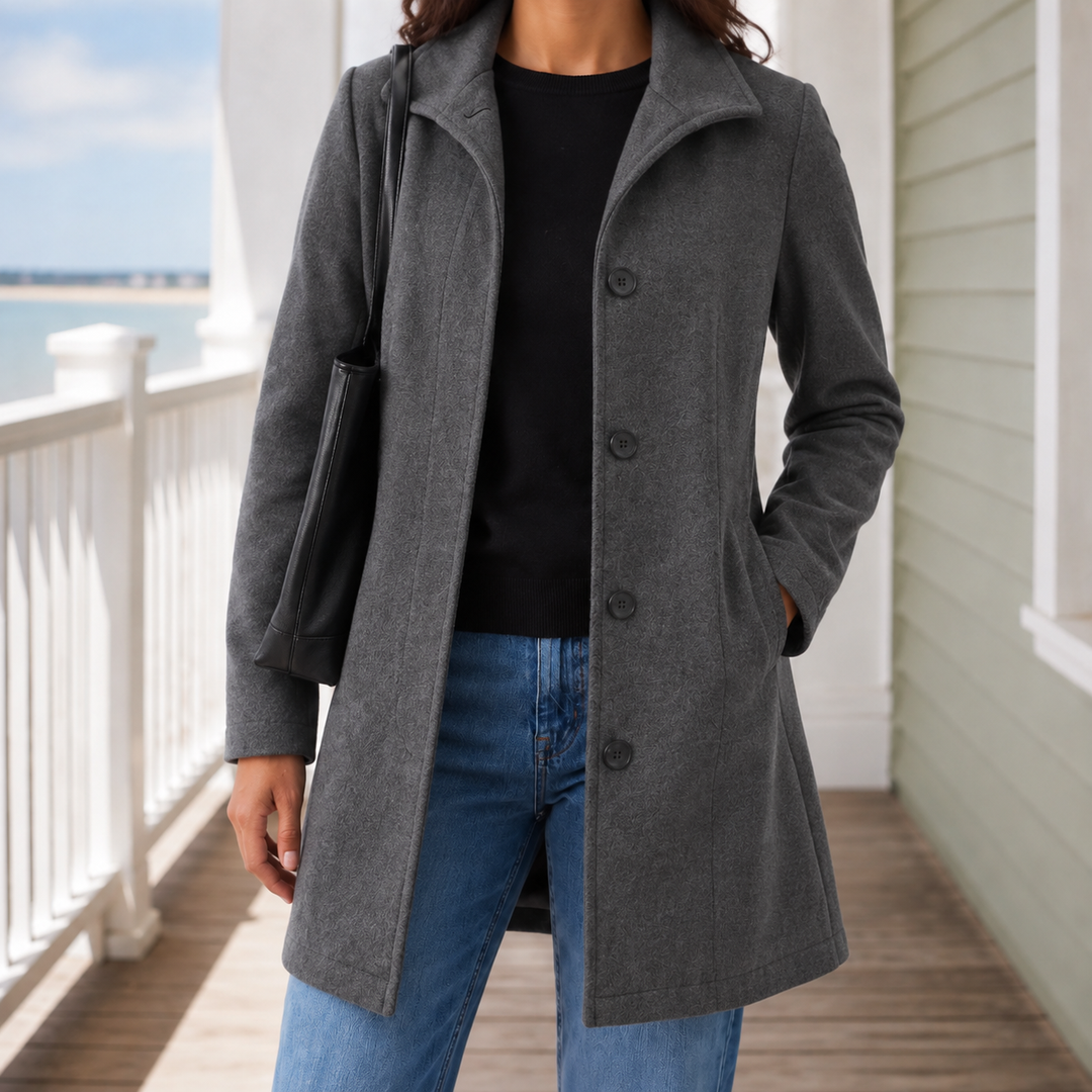 Raelynn | Manteau en laine ajusté pour femme avec col à revers et fermeture à boutonnage simple