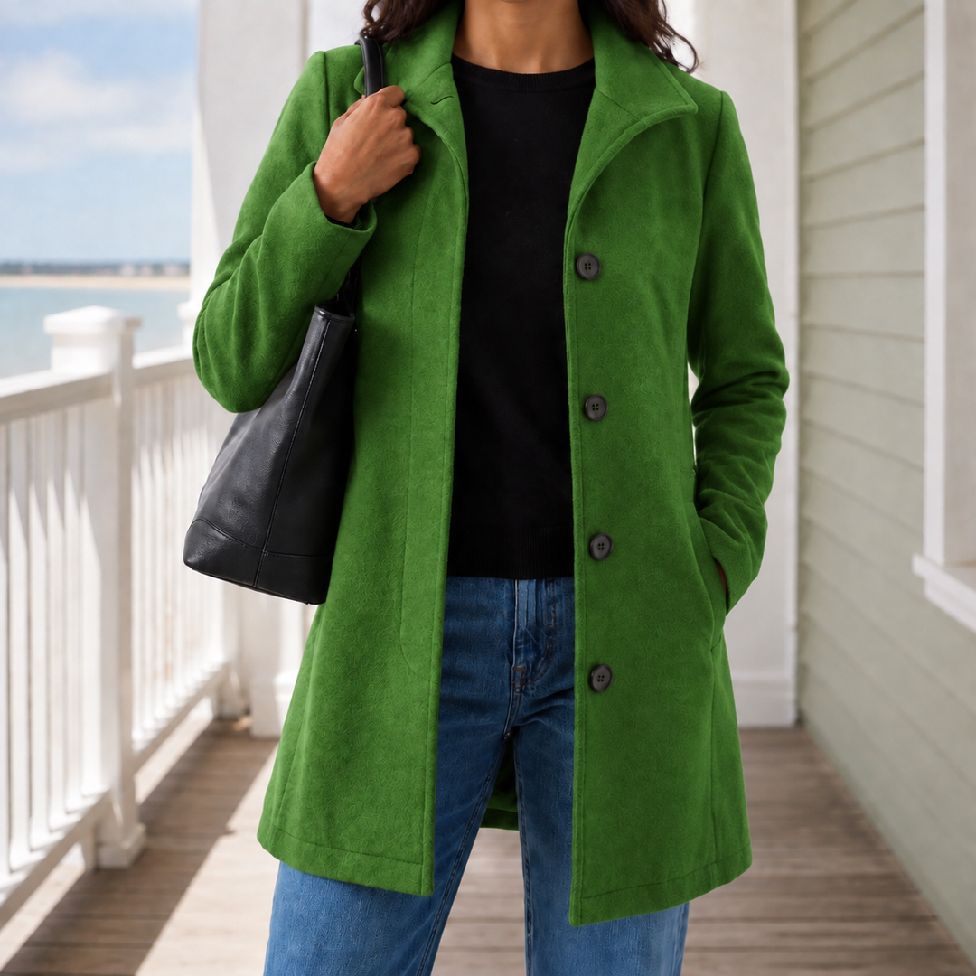 Raelynn | Manteau en laine ajusté pour femme avec col à revers et fermeture à boutonnage simple
