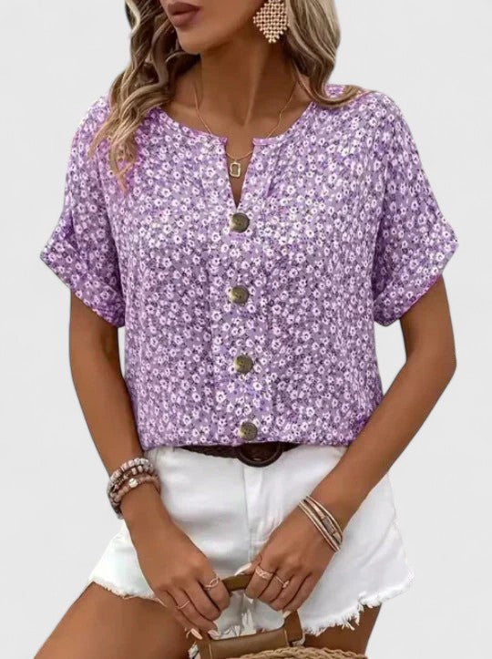 Sabine - Haut d'été élégant à motif floral