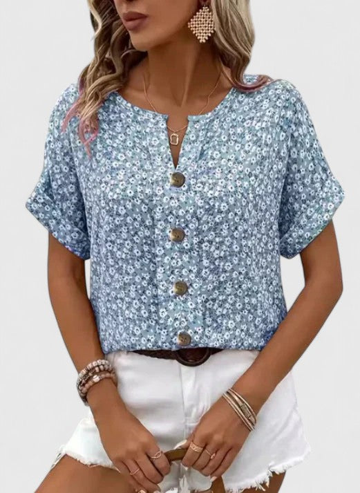 Sabine - Haut d'été élégant à motif floral