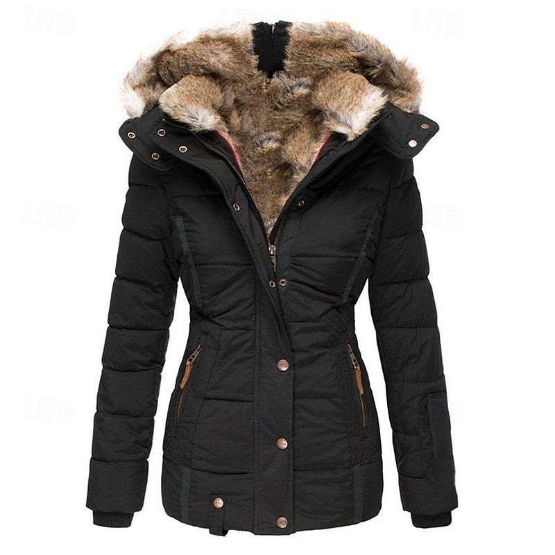 Vittoria | Refined Padded Hooded Jacket with Fur-Trimmed Hood and Shaped Waist