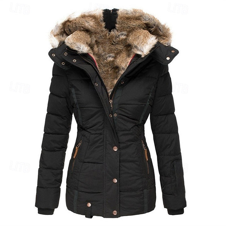 Vittoria | Refined Padded Hooded Jacket with Fur-Trimmed Hood and Shaped Waist