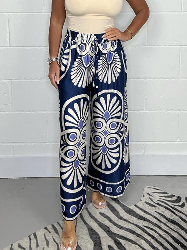 Sally | Pantalon de survêtement en satin imprimé tendance