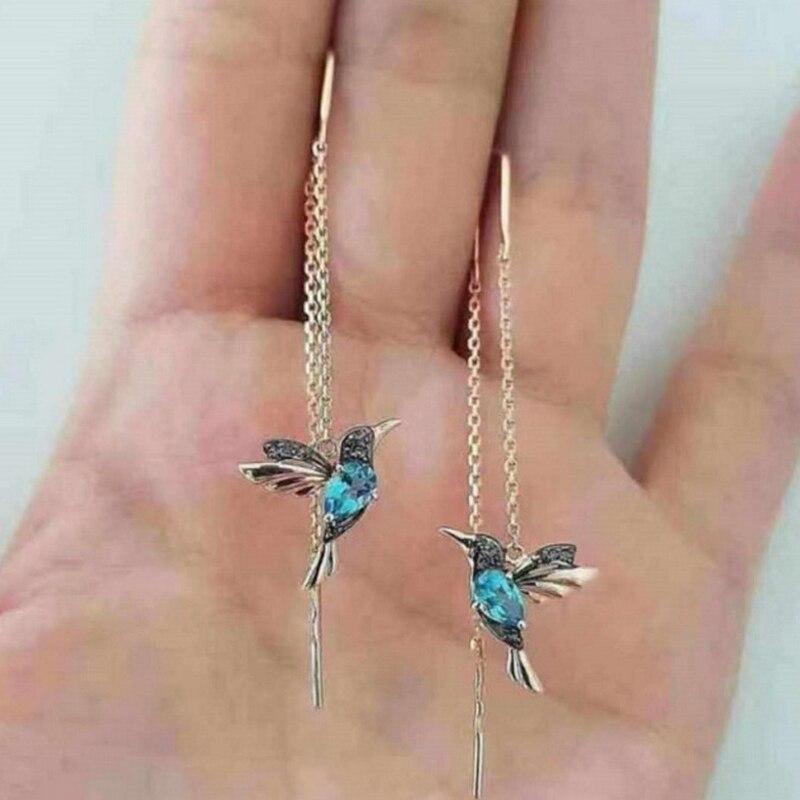 Boucles d’oreilles colibri avec émail et zircon