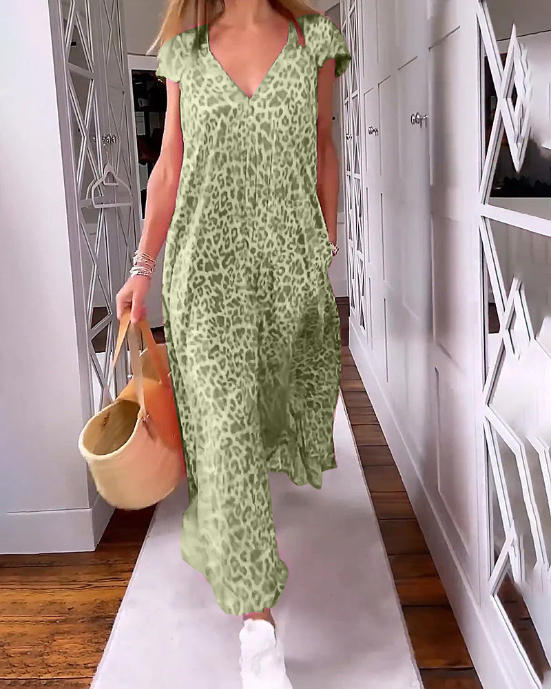 Madison™ - Robe longue imprimée confortable et stylée à col en V