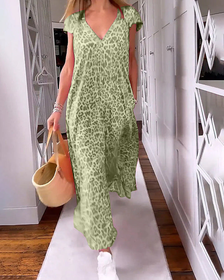 Madison™ - Robe longue imprimée confortable et stylée à col en V