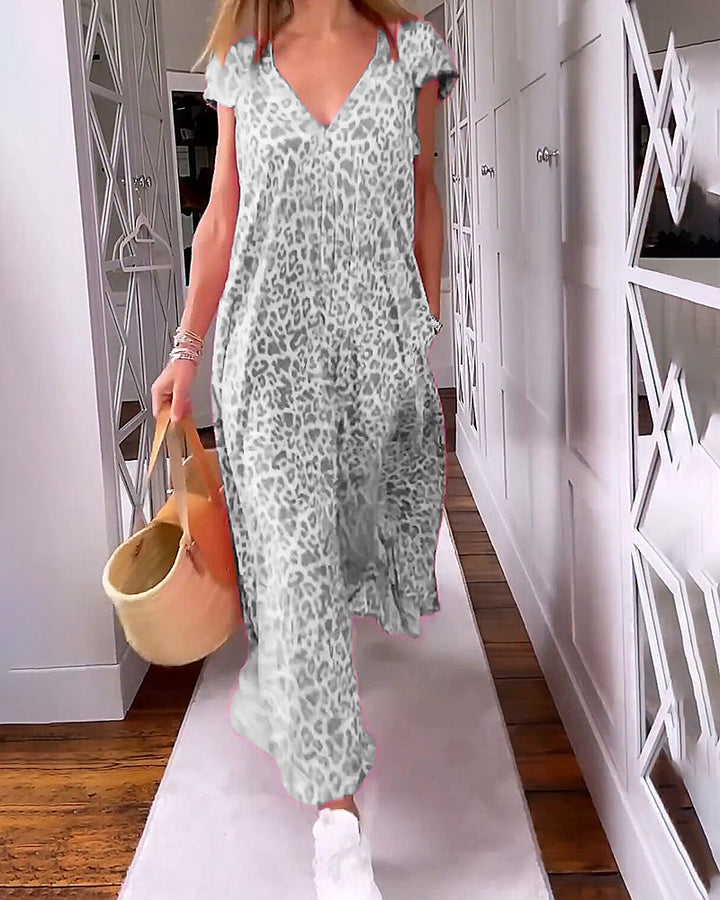 Madison™ - Robe longue imprimée confortable et stylée à col en V