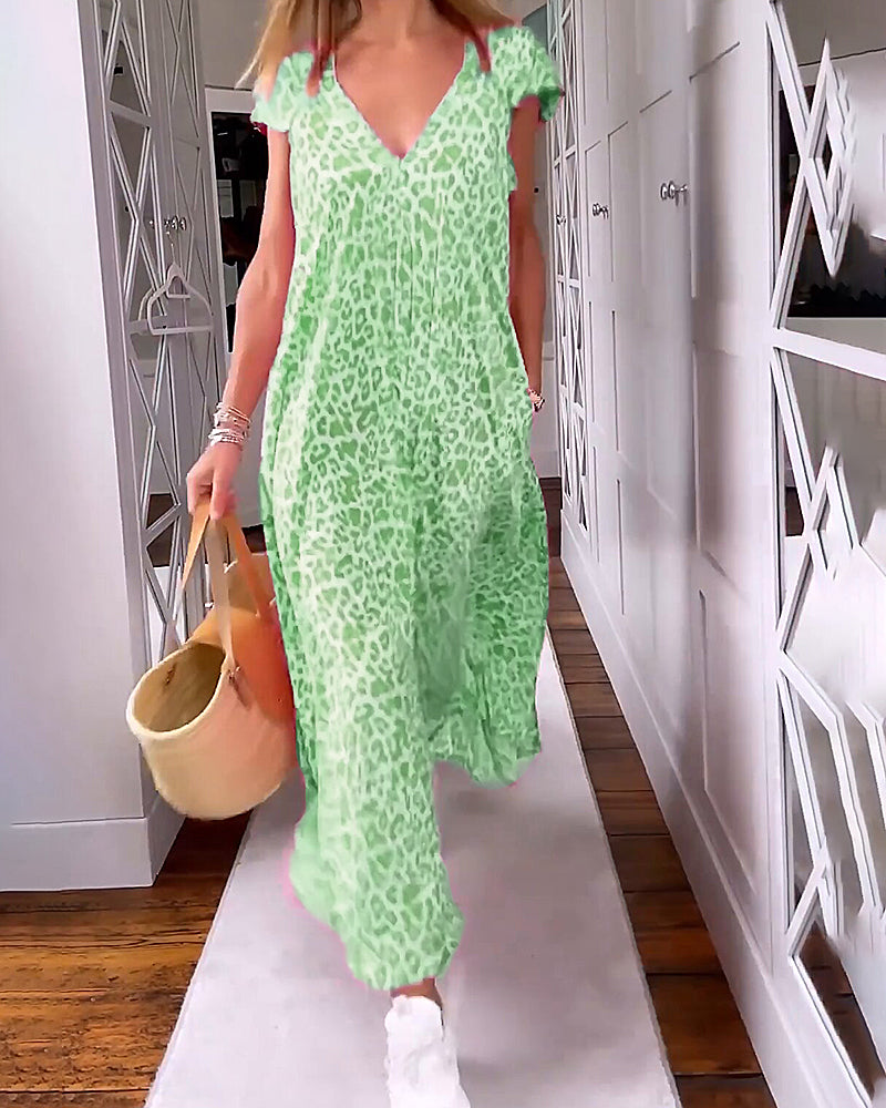 Madison™ - Robe longue imprimée confortable et stylée à col en V