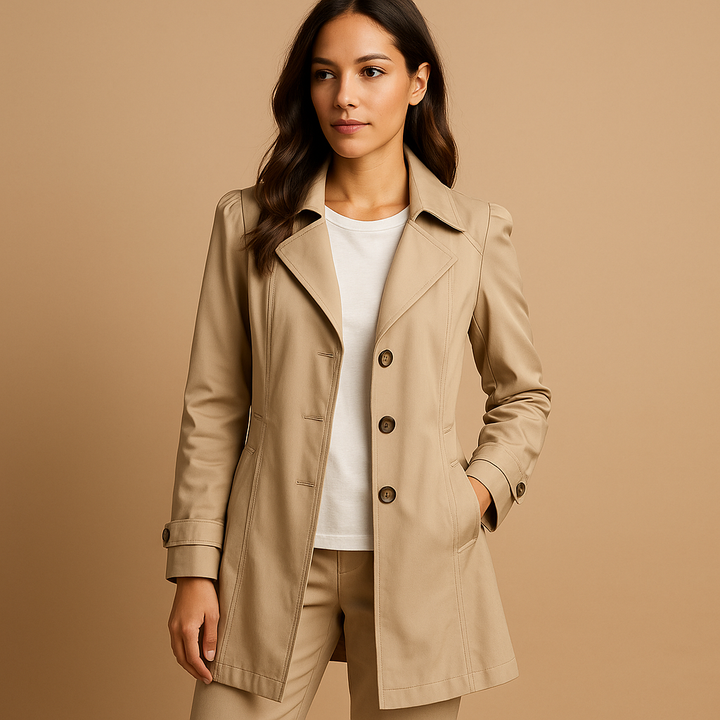 Women's Elegant Button Front Trenchcoat