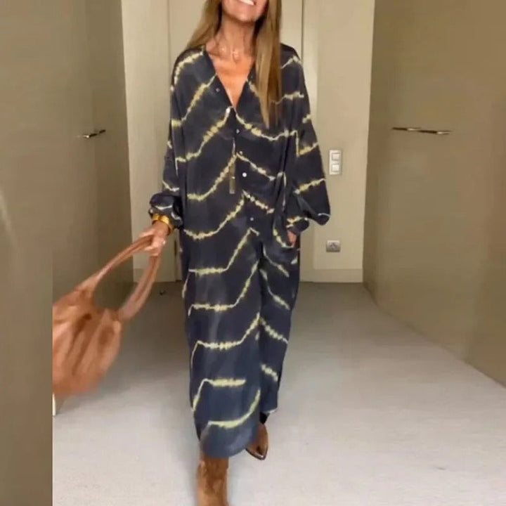 Lina™ - Robe à manches longues à imprimé rayé