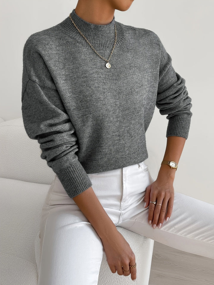 Hazel | Elegant Women's High Neck Knit Sweater with Straight Cut