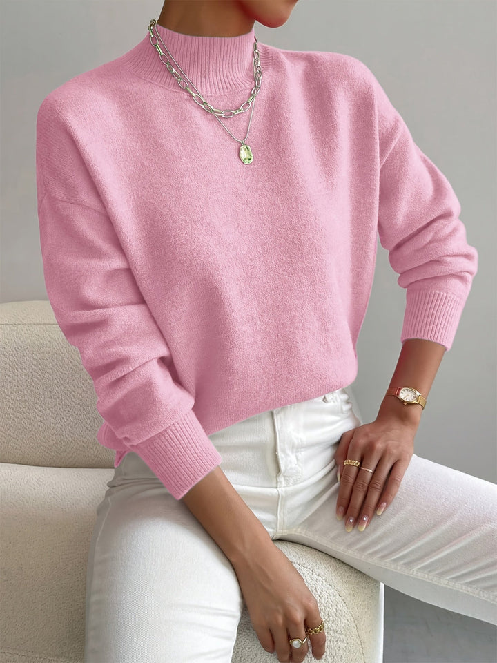 Hazel | Elegant Women's High Neck Knit Sweater with Straight Cut
