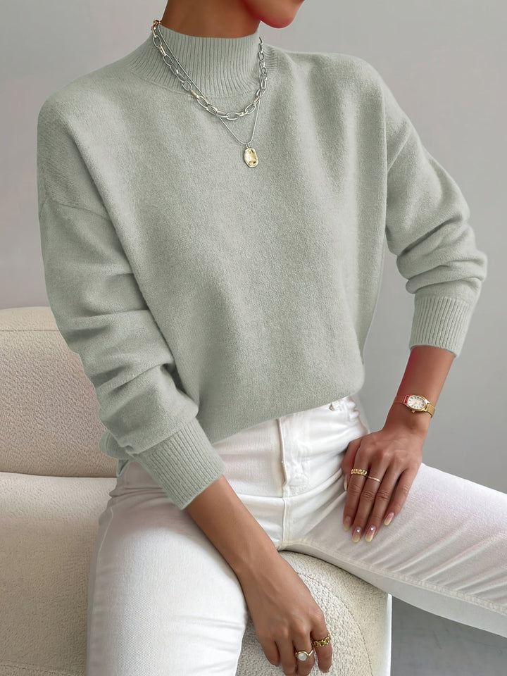 Laurel | Timeless High Neck Knit Turtleneck Sweater with Ribbed Cuffs