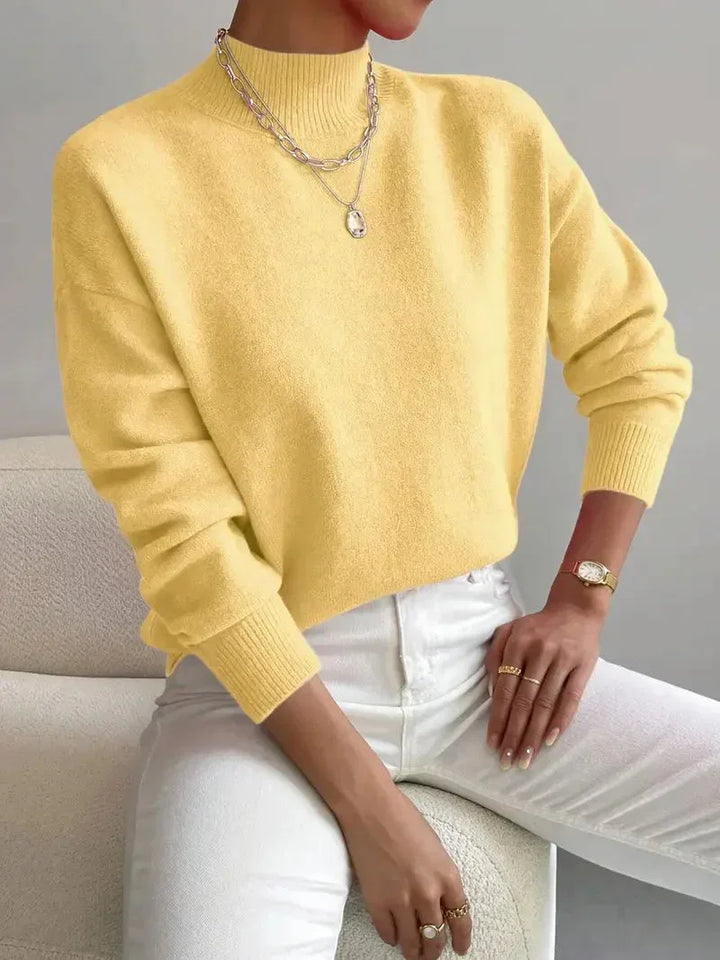 Laurel | Timeless High Neck Knit Turtleneck Sweater with Ribbed Cuffs